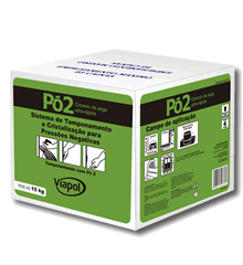 Pó® 2 – Cimento de pega ulta-rápida para tamponamento de jorros d’água, servindo como serviço preliminar para posterior aplicação das argamassas poliméricas Viaplus® 1000/Top ou como componente do sistema Tratamento Especial Hey’di.