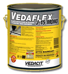 VEDAFLEX J-15 MONO é um selante composto à base de alcatrão e poliuretano, monocomponente, que apresenta excelente resistência a produtos químicos e ao intemperismo. Possui elasticidade e proporciona juntas estanques e de grande durabilidade. VEDAFLEX J-15 MONO tem excelente aderência a concreto, argamassa e metal.